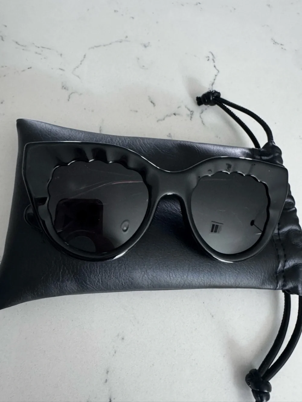 KREWE Black Charlotte Sunglasses with Scalloped Detail